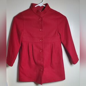 Janie and Jack Girls Holiday Red Melton‎ Wool Blend Dress Coat Toddler Size 6